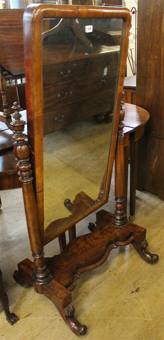 Victorian mahogany cheval mirror